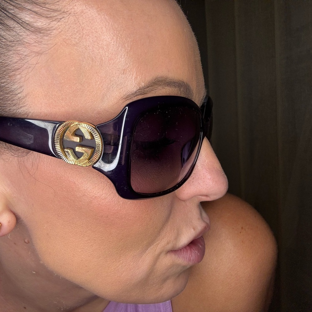 Gucci Dark Purple Sunglasses with Gold Detail